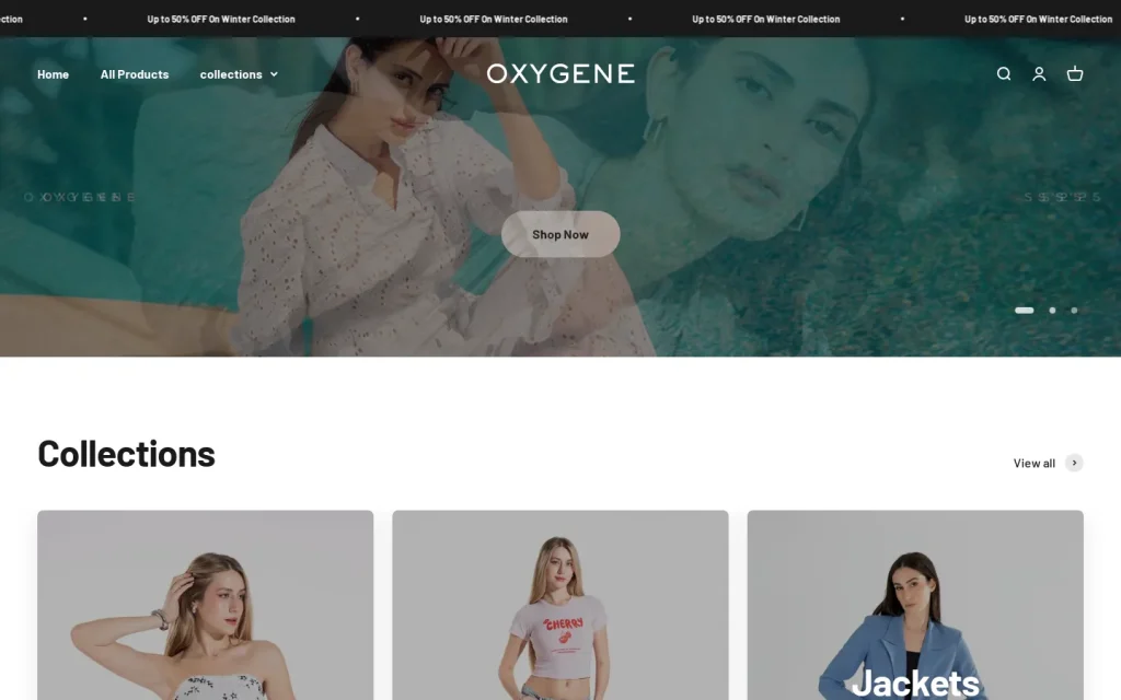 Home page of the Oxygen Egypt online store in a desktop browser, captured October 2026